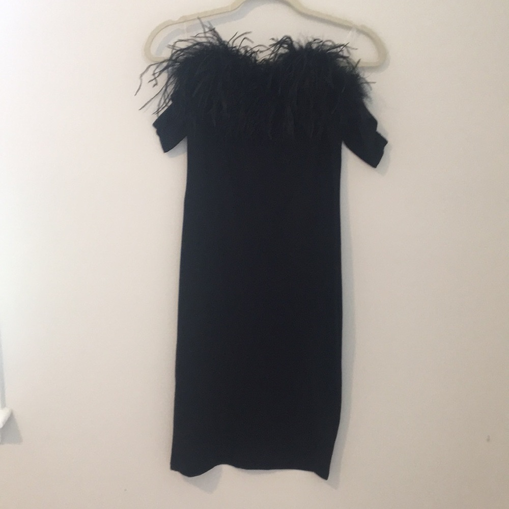 Charlotte Russe Black Feather Midi-Dress